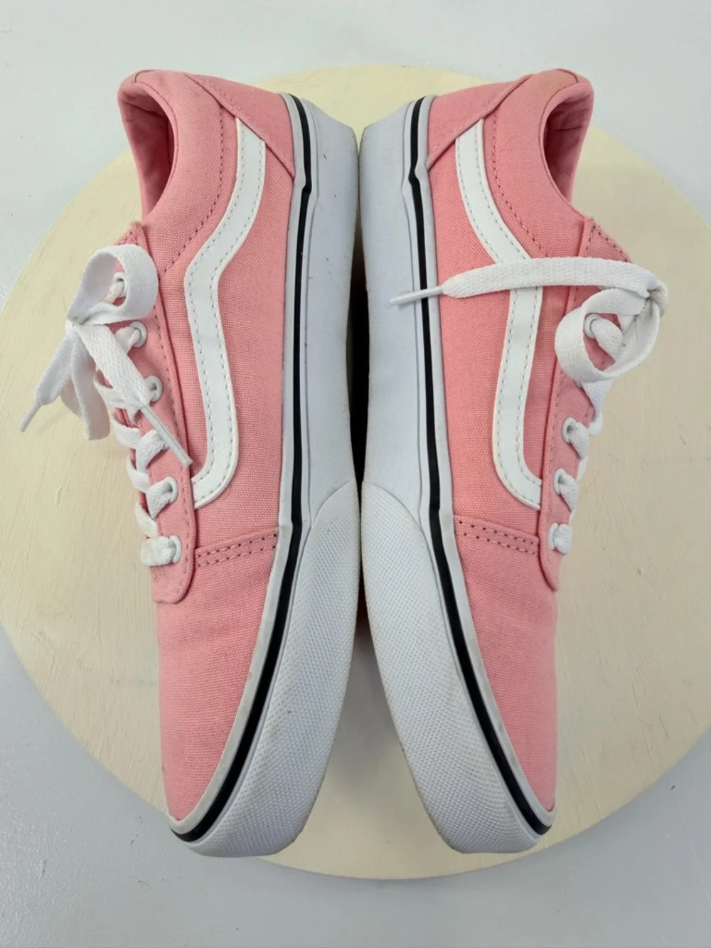 Vans‎ Women’s Pink Canvas Ward Low-Top Sneakers Skate Shoes w/ White Stripe Sz 6
